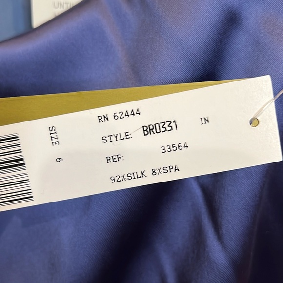 NWT Nicole Miller Knee-Length Body Contouring Ruched Silk and Spandex Dress—BLUE - Picture 10 of 11